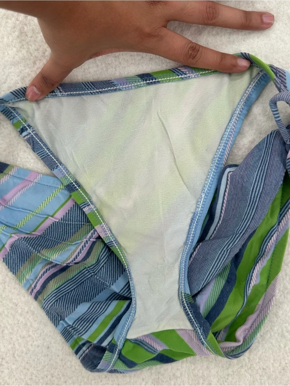 Surf Striped Y2K Lucky Brand Halter Blue and Green Bikini Set - Picture 13 of 13